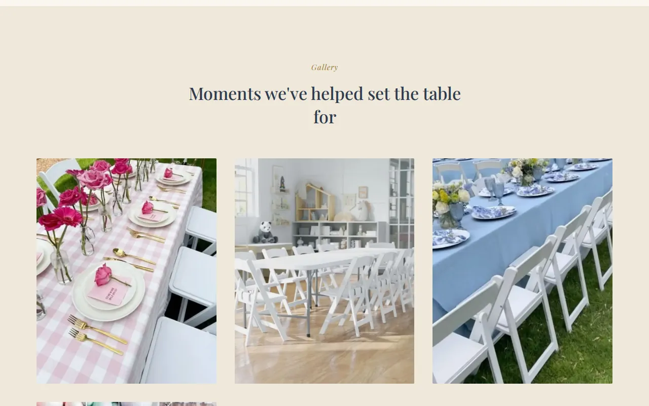 The Kid's Table website shown in a browser window